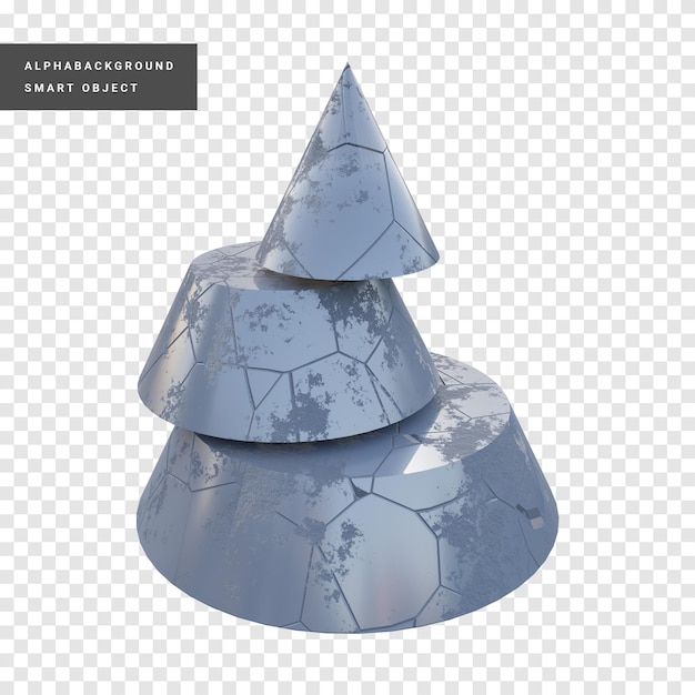 Render 3d de forma geométrica abstracta de cono