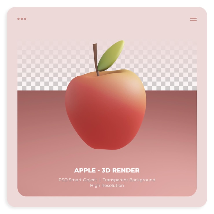 PSD render 3d de fruta de manzana