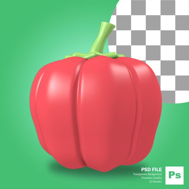 Render 3D de frutas y verduras pimentón