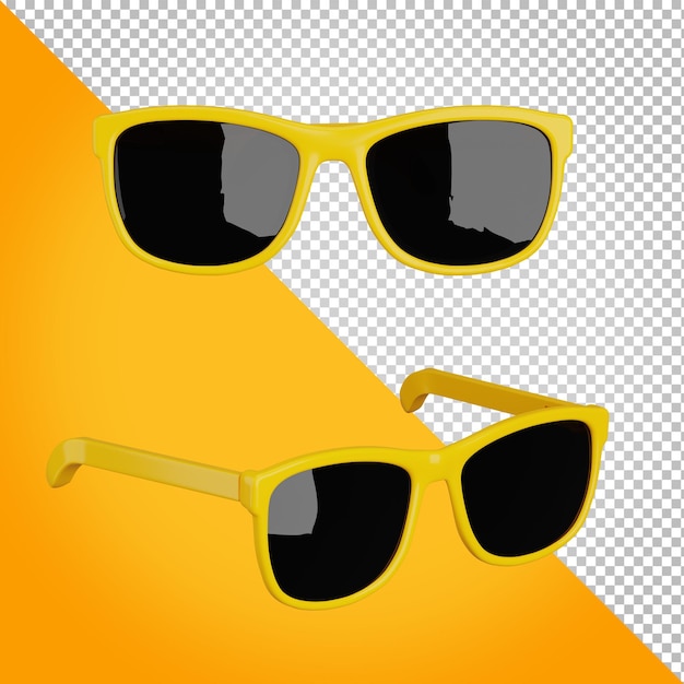 Render 3d de gafas de sol aislado sobre fondo transparente