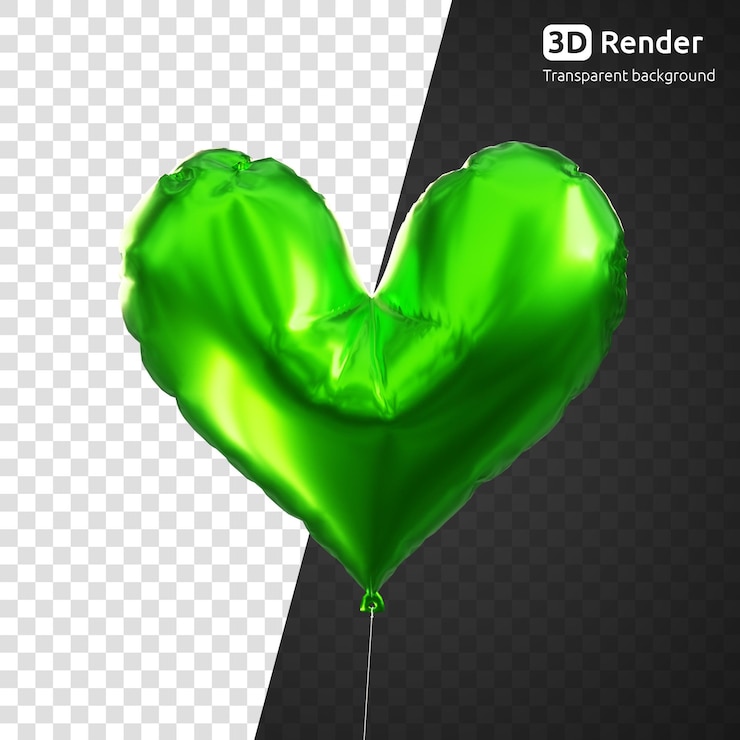 PSD render 3d de globo de corazón verde