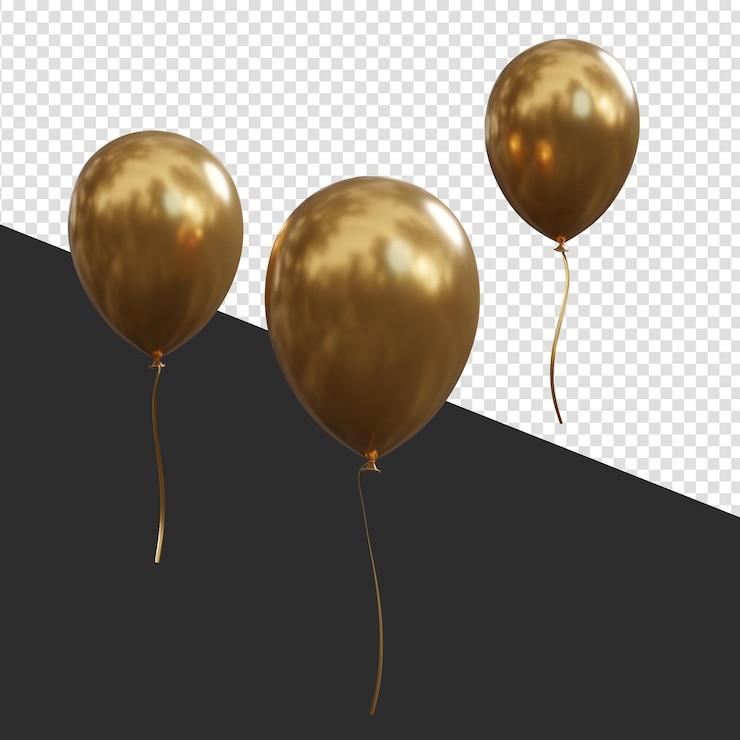 PSD render 3d de globos dorados