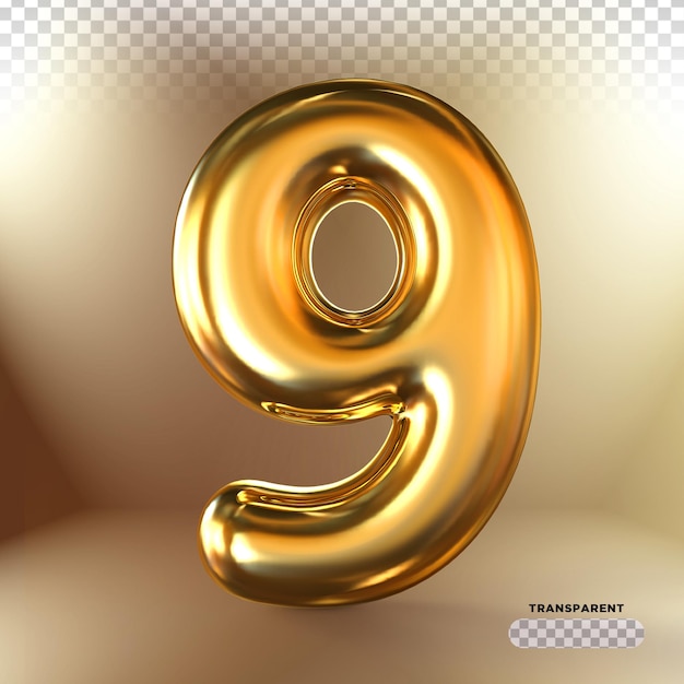 Render 3d de globos de oro número 9