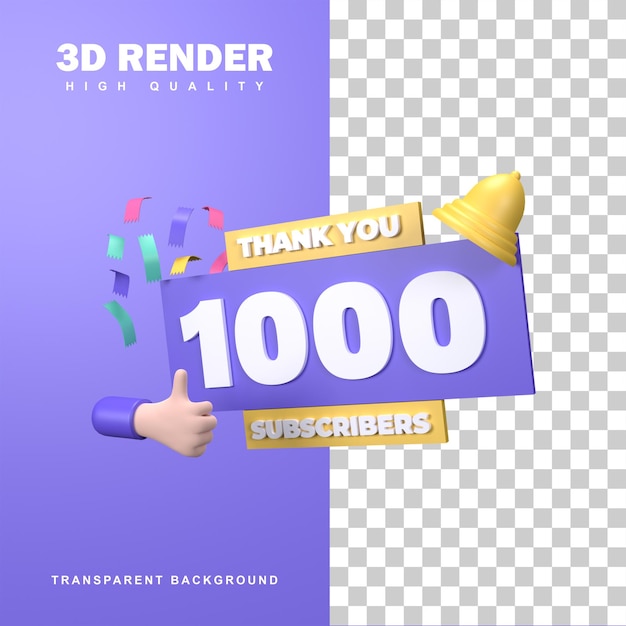 Render 3d gracias por 1000 suscriptores.