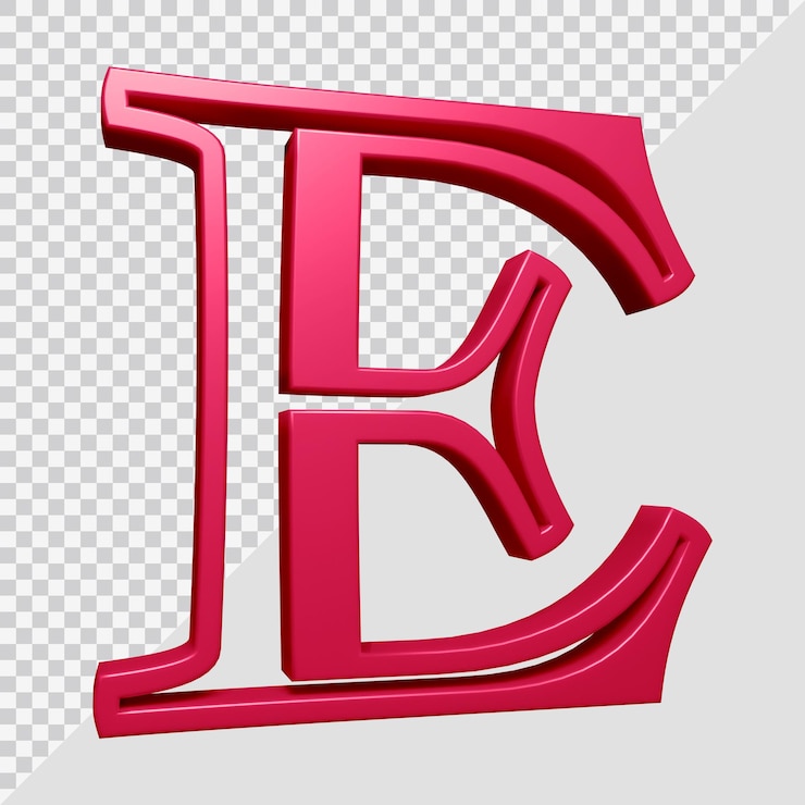 PSD render 3d huruf alfabet e