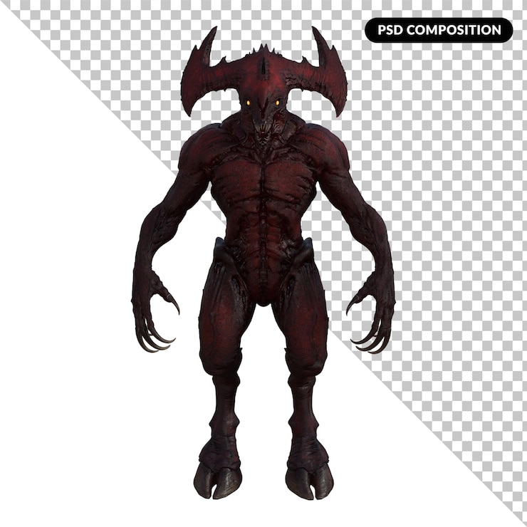 PSD render 3d iblis terisolasi
