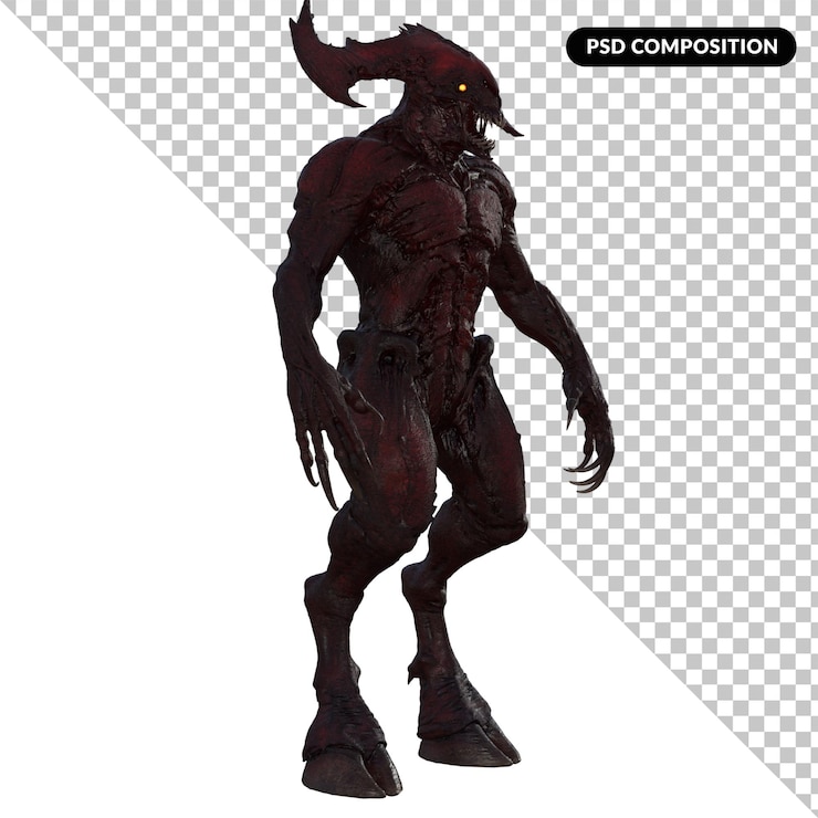 PSD render 3d iblis terisolasi