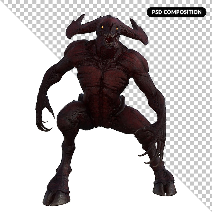 PSD render 3d iblis terisolasi