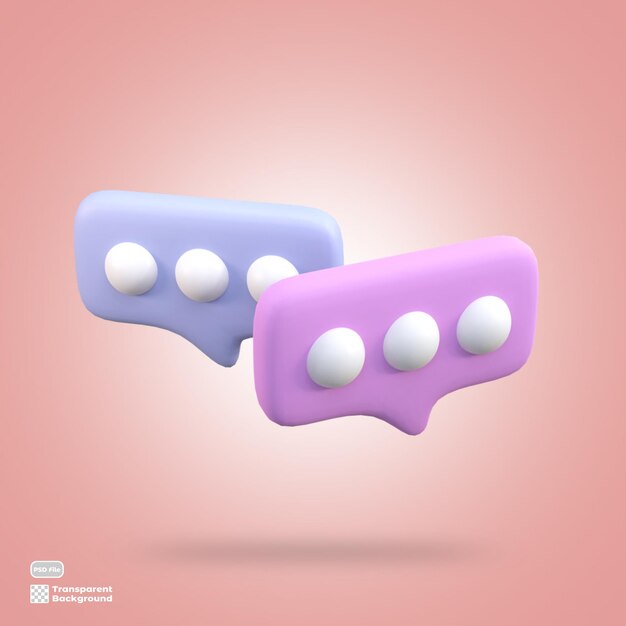 Render 3D de icono de burbuja de chat