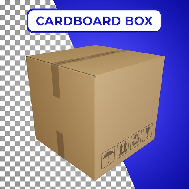 PSD render 3d de icono de caja de almacenamiento de cartón