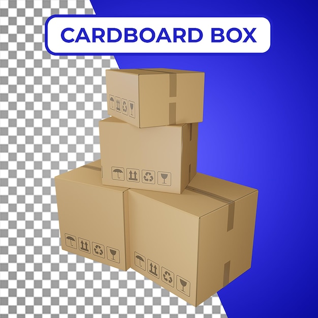 PSD render 3d de icono de caja de almacenamiento de cartón