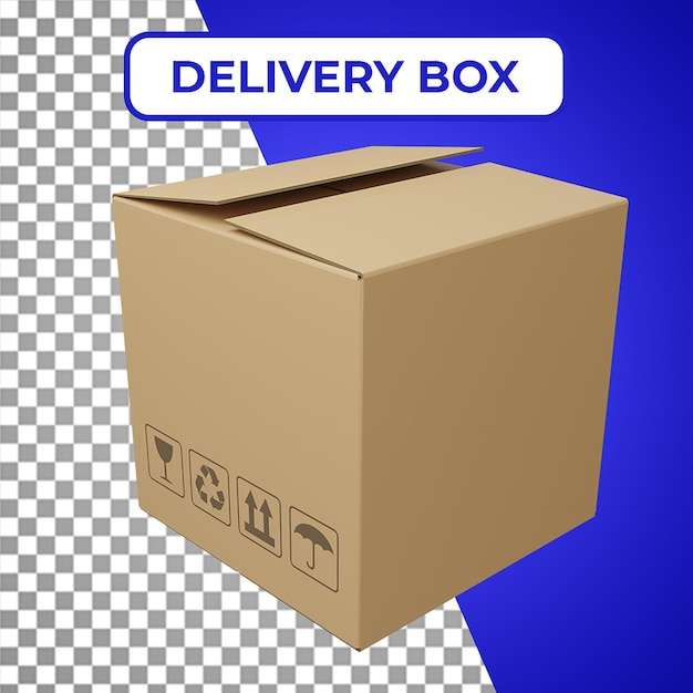 Render 3d de icono de caja de almacenamiento de cartón