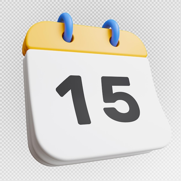 Render 3D del icono de calendario aislado