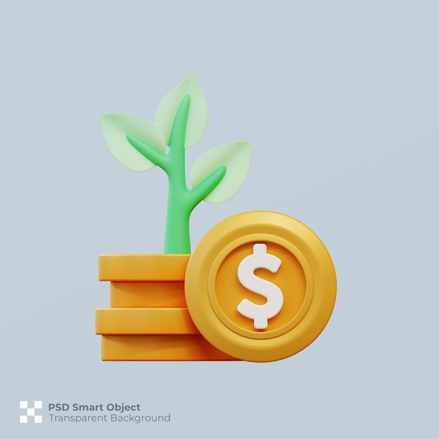 Render 3D del icono de crecimiento de la inversión psd premium aislado