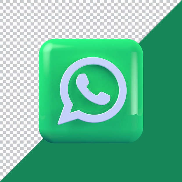 PSD render 3d de icono cuadrado de whatsapp