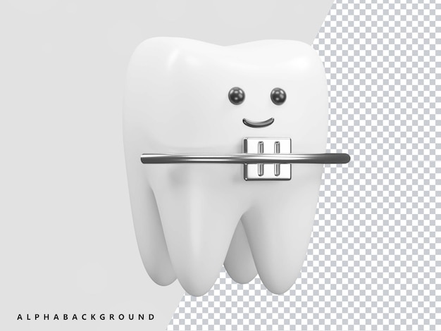 PSD render 3d de icono de dientes