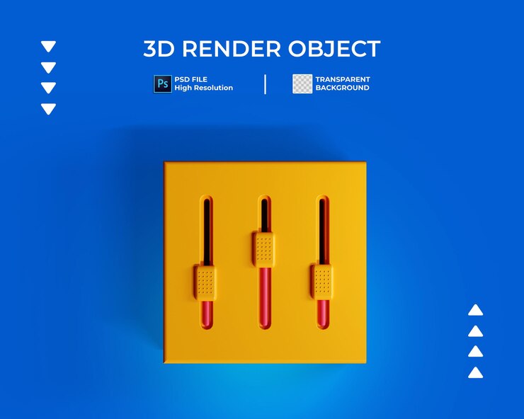 PSD render 3d del icono de ecualizador de volumen aislado
