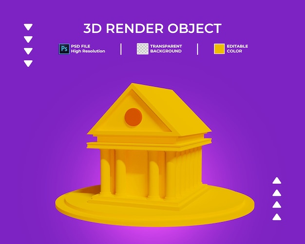 PSD render 3d del icono de edificio aislado