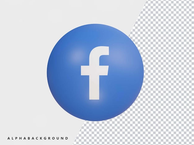 Render 3d de icono de facebook transparente