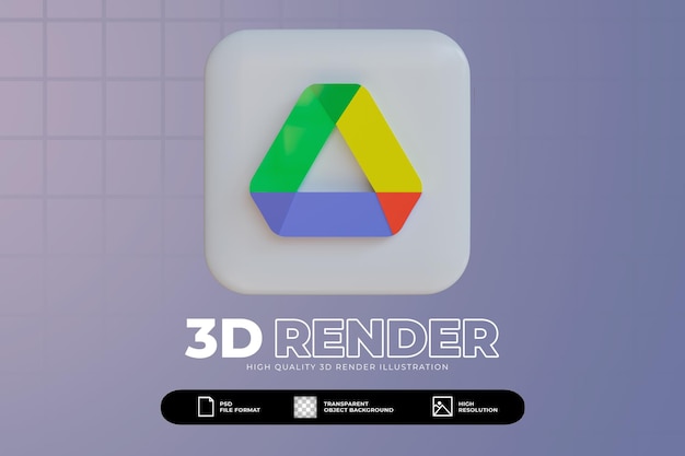 PSD render 3d icono de google drive