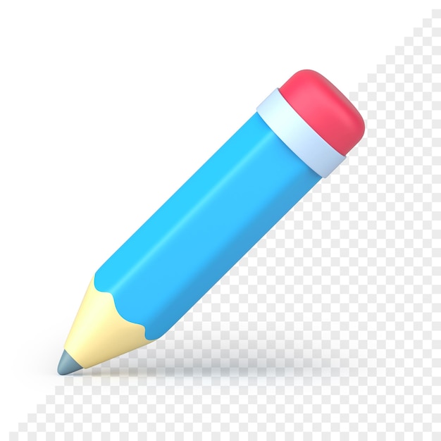 Render 3d de icono de lápiz volumétrico azul