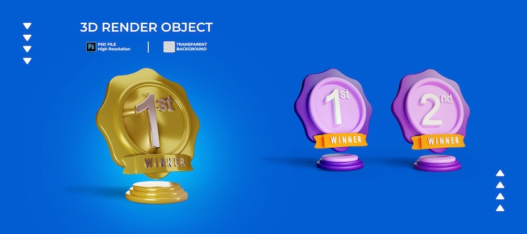 PSD render 3d del icono de medalla de oro aislado