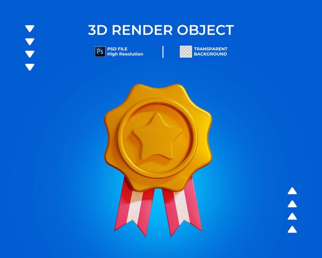 Render 3D del icono de medalla de oro aislado