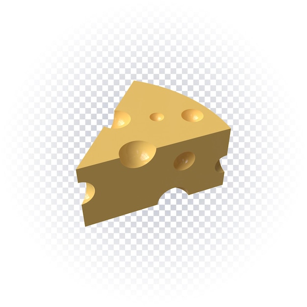 Render 3d de icono de queso amarillo aislado