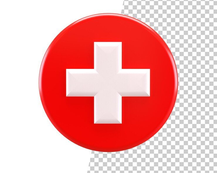 PSD render 3d de icono rojo médico