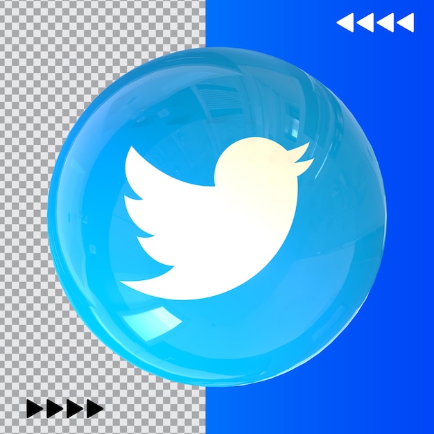 PSD render 3d de icono de twitter