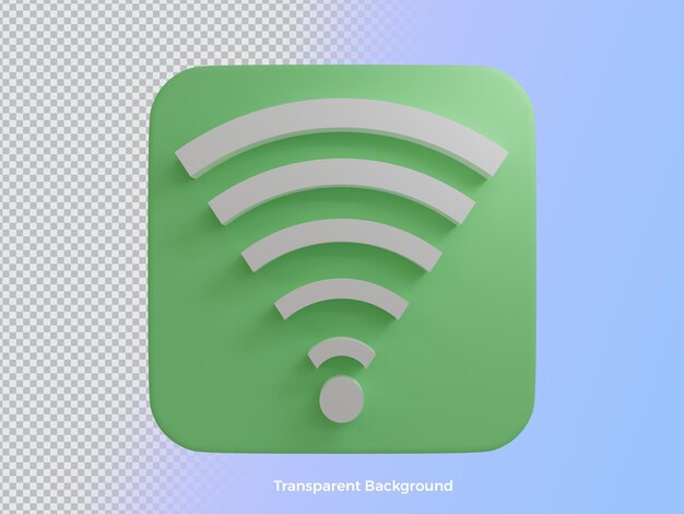 Render 3D del icono de wifi con vista frontal PSD de fondo transparente