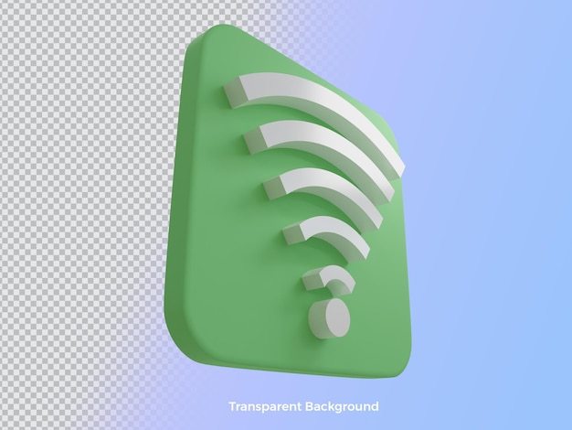 Render 3D del icono de wifi con vista lateral PSD de fondo transparente