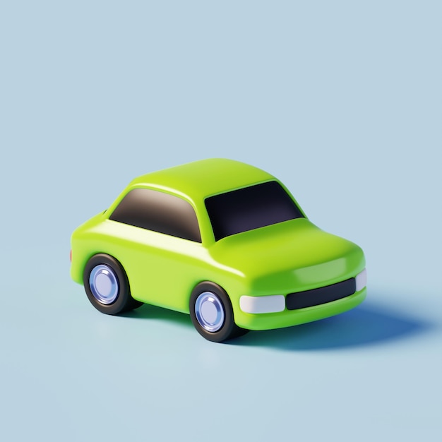 PSD render 3d de ilustración de coche verde aislado