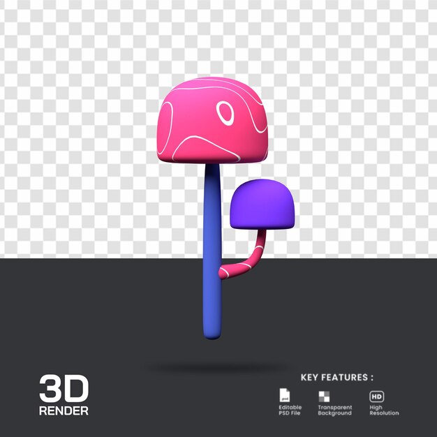 Render 3D de ilustración de estilo de dibujos animados de árbol