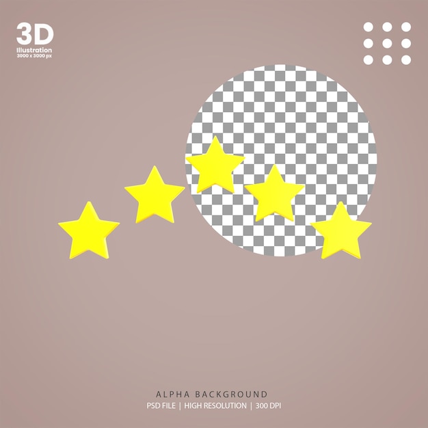 PSD render 3d ilustración de estrellas completas