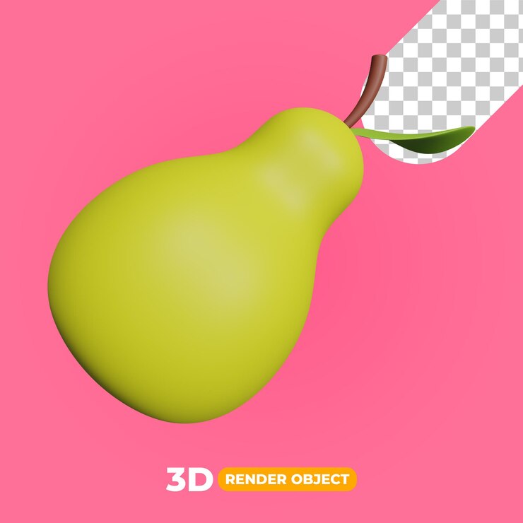 PSD render 3d de ilustración de fruta de pera