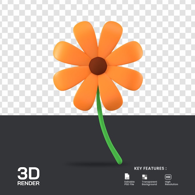 PSD render 3d de ilustración de icono de flor de flor