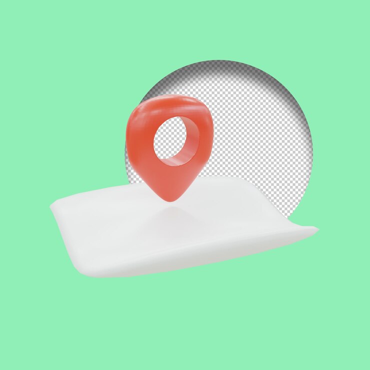 PSD render 3d ilustrasi ikon pin peta