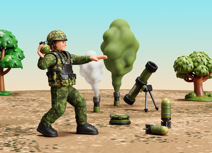 PSD render 3d ilustrasi militer