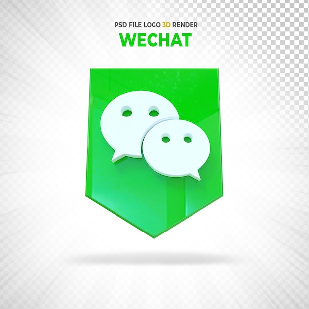 Render 3D in stile logo social media Wechat