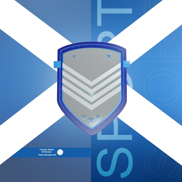 PSD render 3d de insignia de deporte azul