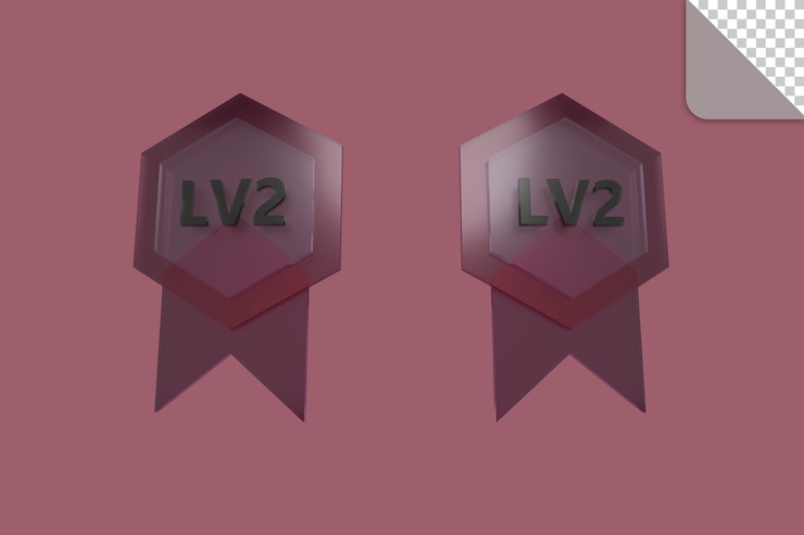 PSD render 3d de la insignia de nivel 2