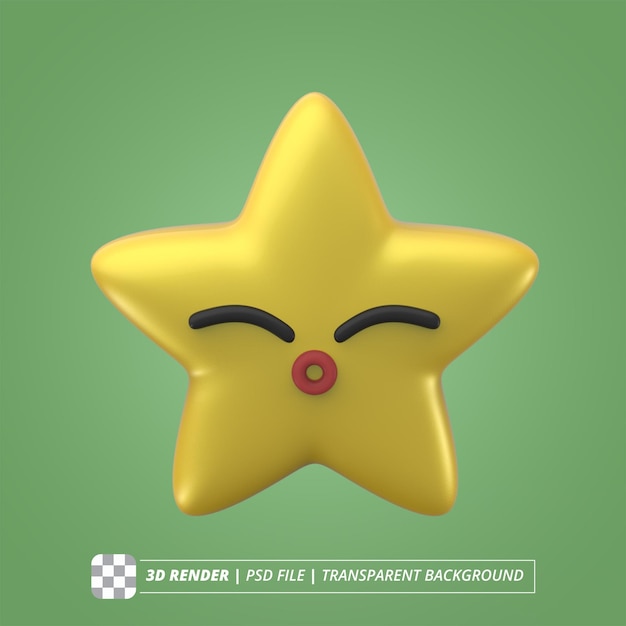 PSD render 3d isolado de personagem de estrela de natal