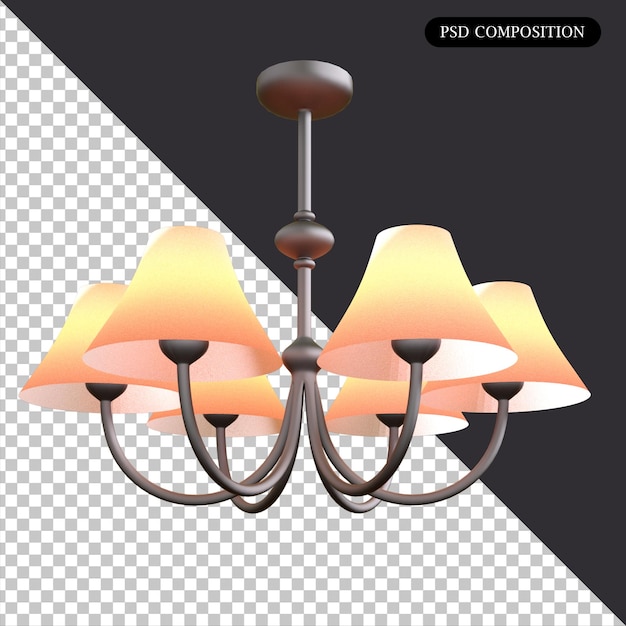 Render 3D isolato della lampada da soffitto PSD