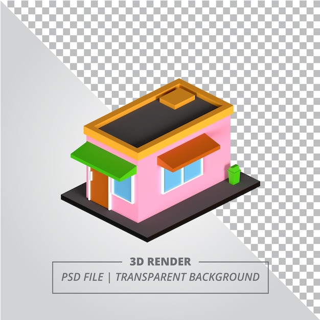 RENDER 3D ISOMÉTRICO DE LOJA SIMPLES