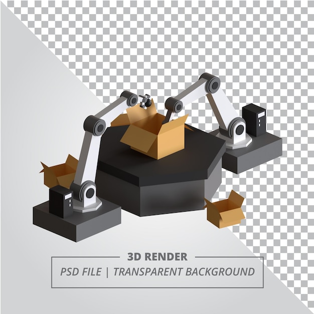 RENDER 3D ISOMETRICO DEL ROBOT DI IMBALLAGGIO