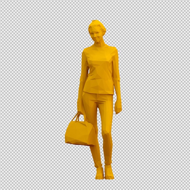 PSD render 3d isométrico femenino