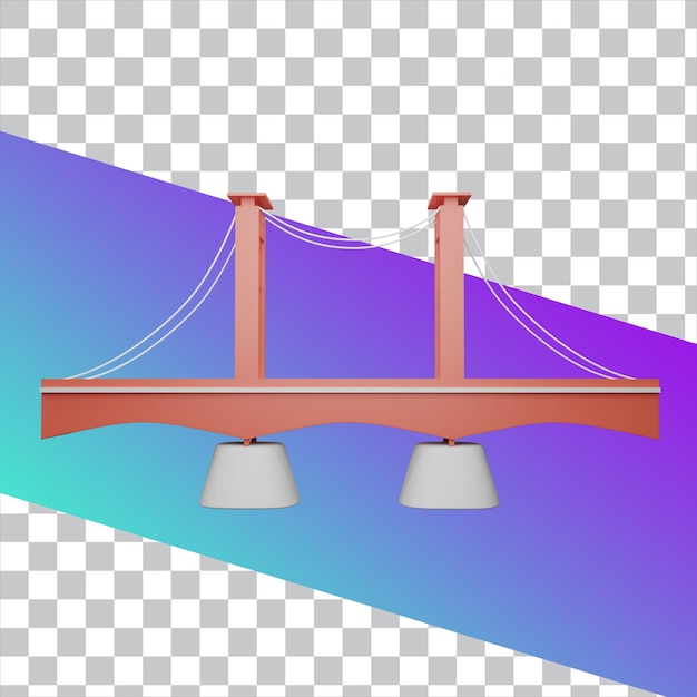 Render 3d jembatan ampera aislado