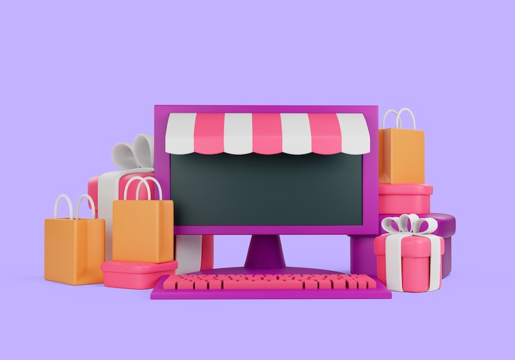 PSD render 3d konsep belanja