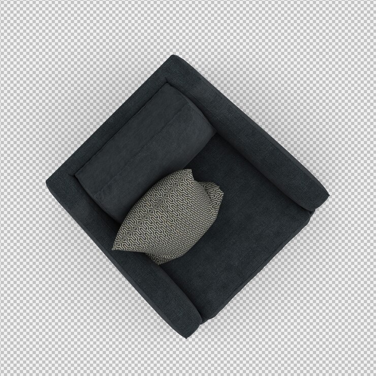 Render 3D kursi berlengan isometrik